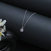 Sterling Silver Zircon Pink Stone  Pendant with Chain for Womens and Girls